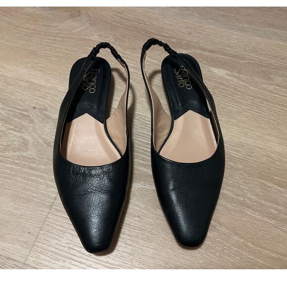 Franco Sarto Briella Pointed Toe Slingback Flats Size 8 M Black - Picture 2 of 5